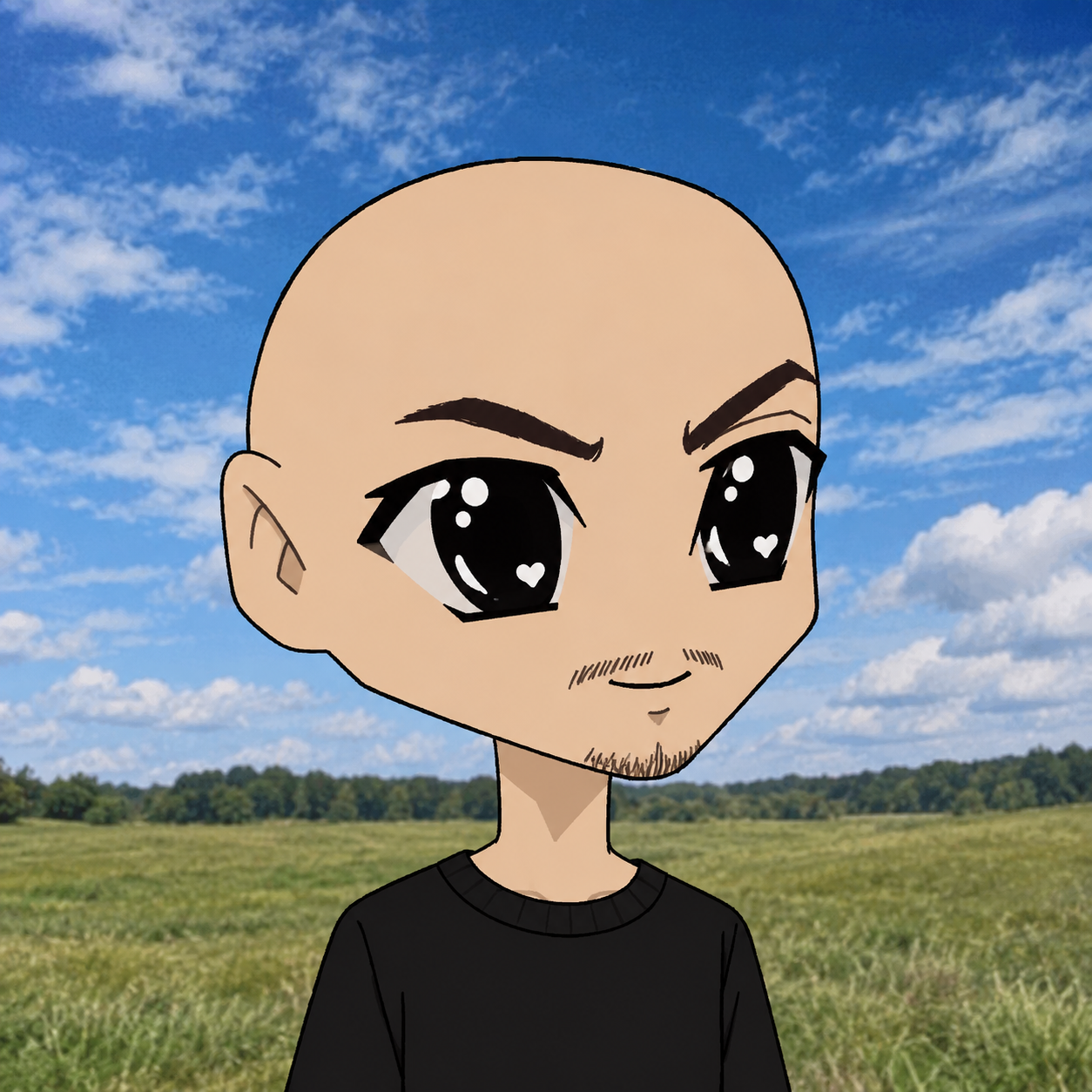 Bald anime Elon Musk